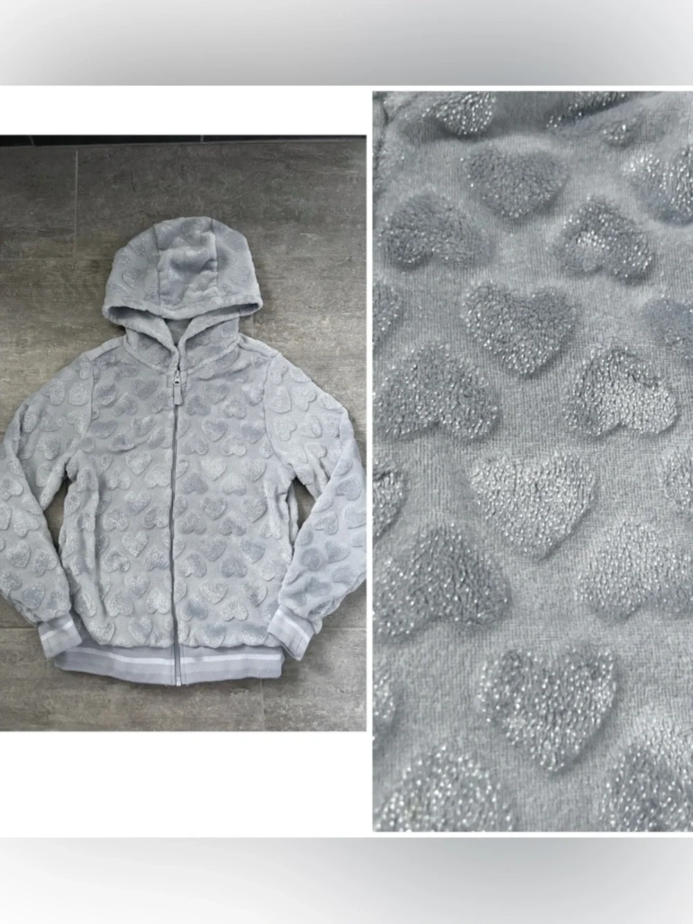 Sparkle Glitter Hooded Zip-Up Jacket Size 10/12